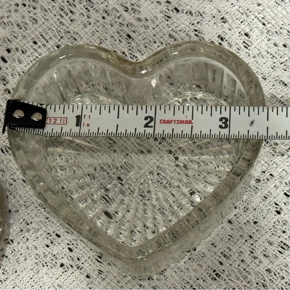 Heart Shaped Scrolled Silver Plated Glass Trinket Box with Mirror Under Lid